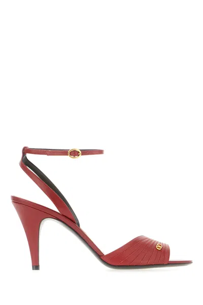Valentino Garavani Dark Red Leather Sandalo Ladycrush