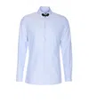 Valentino Cotton Shirt With Striped Pattern And Embroidered Motif In Blue