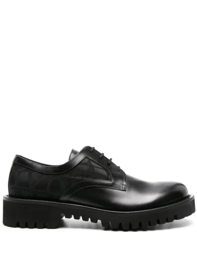 Valentino Garavani Classic Derby Dress Shoes For Men In Black