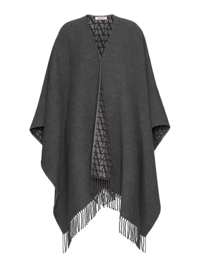 VALENTINO TOILE ICONOGRAHE WOOL AND SILK BLEND PONCHO
