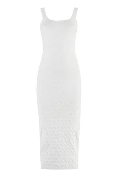 Valentino Toile Iconograph-jacquard Midi Dress In White