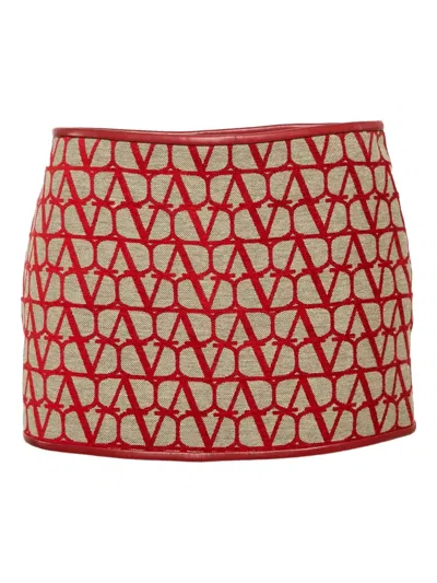 Pre-owned Valentino Toile Iconograph Skirt In Red