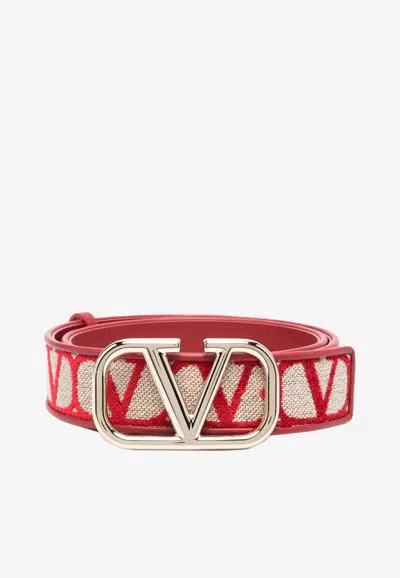 Valentino Garavani Toile Iconographe Belt In Red
