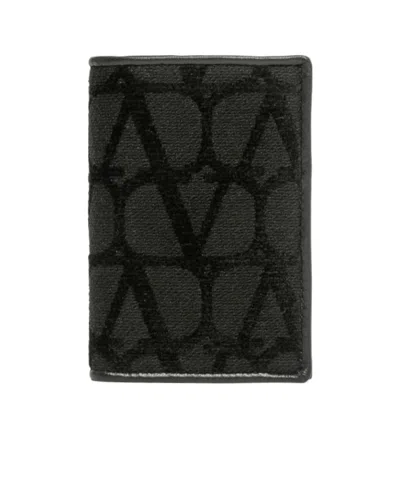 Valentino Garavani Toile Iconographe Bi-fold Cardholder In Black