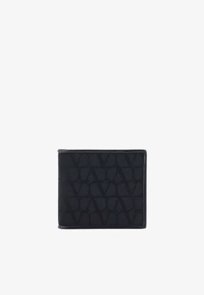 Valentino Garavani Toile Iconographe Bi-fold Wallet In Black