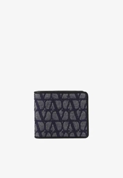 Valentino Garavani Toile Iconographe Bi-fold Wallet In Denim