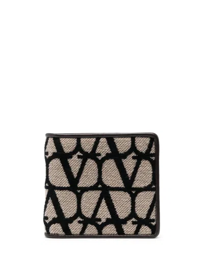 Valentino Garavani Toile Iconographe Bi-fold Wallet In Schwarz