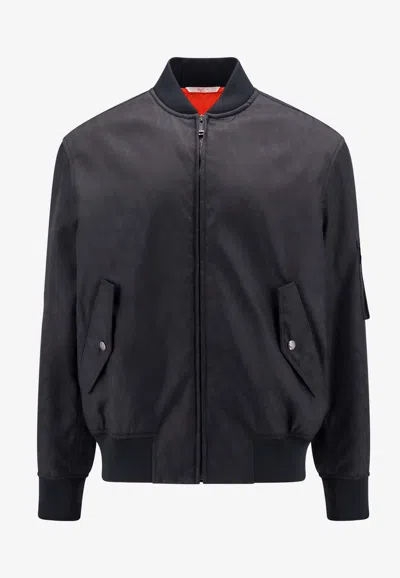 VALENTINO TOILE ICONOGRAPHE BOMBER ZIP-UP JACKET