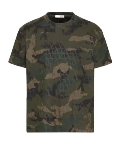 Valentino Toile Iconographe Camouflage-print T-shirt In Green