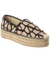 Valentino Jacquard Print Allover Espadrilles In Black