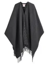 Valentino Double Poncho With Fringed Detail Edge