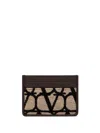 Valentino Vlogo Woven Cardholder In Neutrals