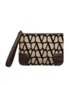 Valentino Toile Iconographe Clutch Bag In Black