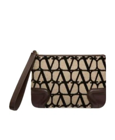 Valentino Garavani Toile Iconographe Clutch Bag In Black