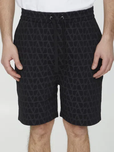 VALENTINO TOILE ICONOGRAPHE COTTON BERMUDA SHORTS