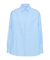 Valentino Cotton Poplin Shirt With Toile Iconographe Pattern In Blue