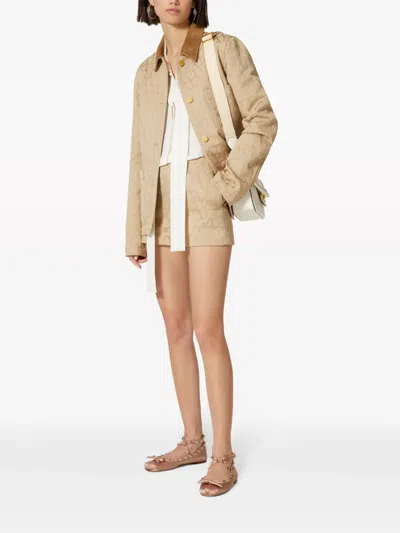 Valentino Toile Iconographe Cotton Shorts In 中性色
