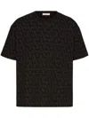Valentino Men Black Crewneck T-shirt With Tonal Vlogo Print In Cotton Man