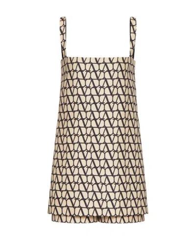 Valentino Toile Iconographe Crepe Couture Jumpsuit In Brown