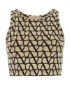 Valentino Toile Iconographe Cropped Top In Nude
