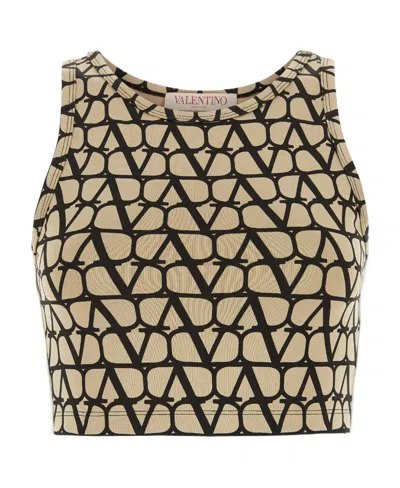 Valentino Toile Iconographe Cropped Top In Nude