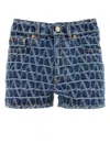 Valentino Toile Iconographe Denim Shorts In Mediumbluedenim