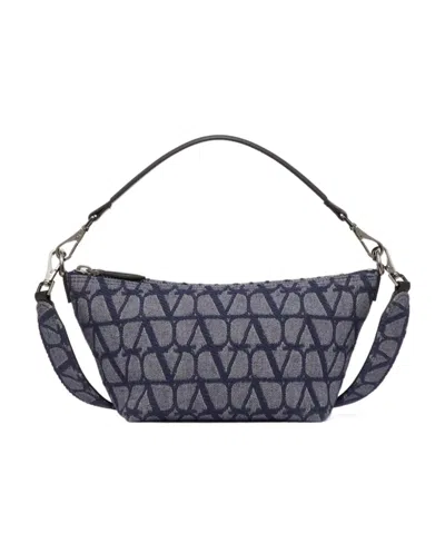 Valentino Garavani Toile Iconographe Denim Tote Bag In Black