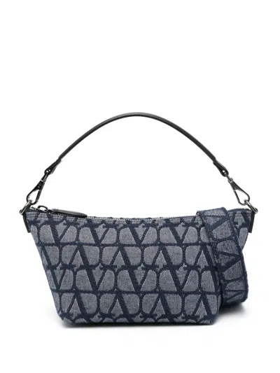 Valentino Garavani Indigo Blue Toile Iconographe Denim Crossbody Bag In Black