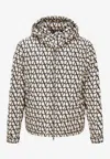 Valentino Down Jacket In Nylon With Toile Iconographe Print In Beige