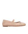 Valentino Crystal Toile Iconographe Satin Ballet Flats In Nude