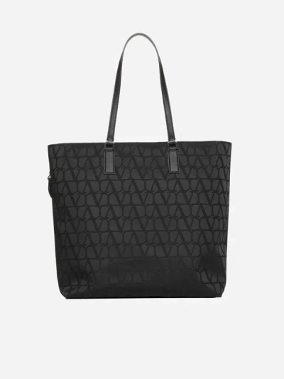 Valentino Garavani Toile Iconographe Fabric Tote Bag In Black