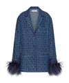 Valentino Chambray Denim Shirt With Feathers Woman Blue 40 In Blue