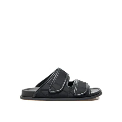 VALENTINO GARAVANI TOILE ICONOGRAPHE FLAT SANDALS