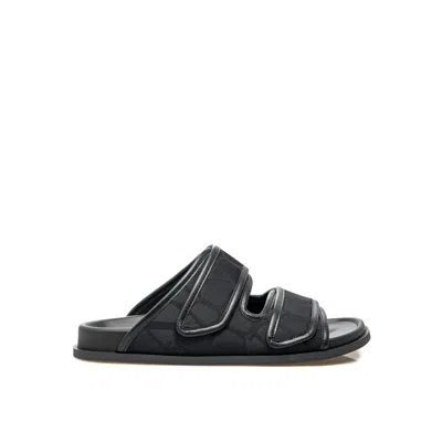 Valentino Garavani Valentino Toile Iconographe Flat Sandals In Black