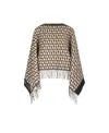 Valentino Toile Iconographe Fringed Poncho In Nude