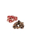 Valentino Toile Iconographe Scrunchies Set In Silk With Vlogo Appliqué In Yellow