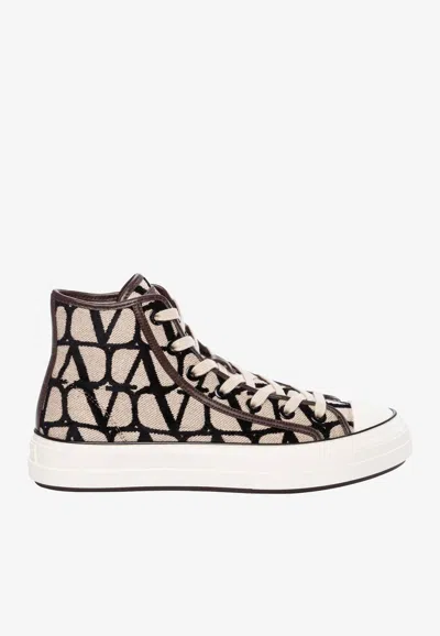Valentino Garavani Toile Iconographe High-top Sneakers In Multi