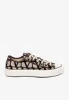 Valentino Toile Iconographe One Stud Xl Sneakers In Beige
