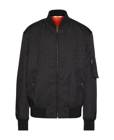 VALENTINO VALENTINO TOILE ICONOGRAPHE-JACQUARD ZIP-UP BOMBER JACKET