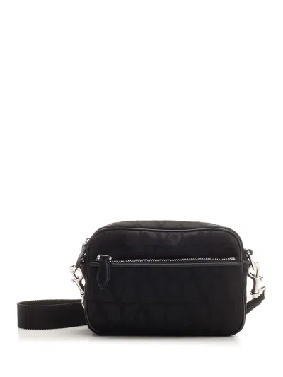 Valentino Garavani Toile Iconographe Jacquard Shoulder Bag In Black