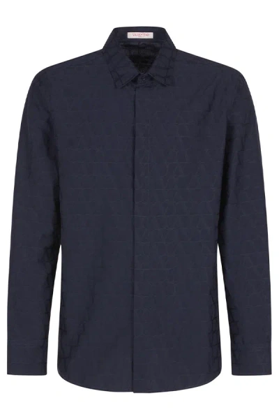 Valentino Toile Iconographe Jacquard Straight Hem Shirt In Multicolor