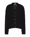 Valentino Textured Wool Cardigan With Embroidered Motif In Black