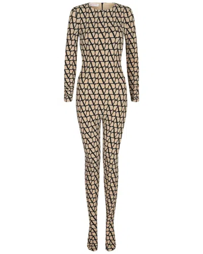 Valentino Toile Iconographe Jumpsuit In 20643-beige Nero