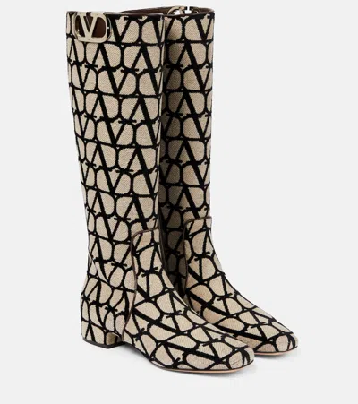 Valentino Garavani Toile Iconographe Vlogo Type Boots In Multi