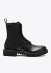 Valentino Garavani Toile Iconographe Combat Boot In Toile Iconographe Technical Fabric And Calfskin In Black