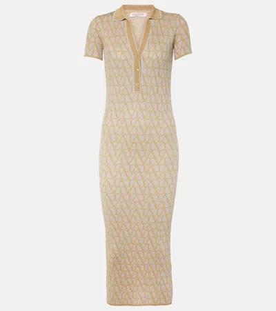 Valentino Toile Iconographe Jacquard And Lurex Dress Dresses Gold In Beige