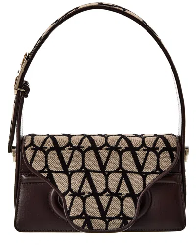 Valentino Garavani Toile Iconographe Le Grand Deuxieme Leather Shoulder Bag In Brown