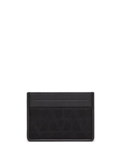 Valentino Garavani Toile Iconographe Credit Card Case In Black