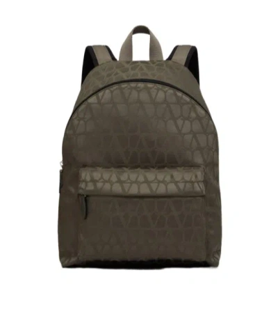 Valentino Garavani Toile Iconographe Leather-trim Backpack In Black