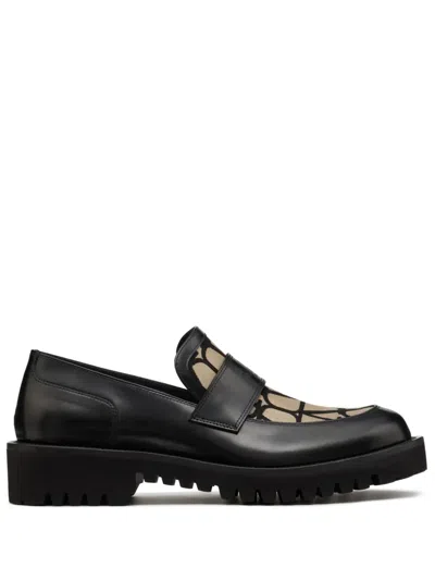 Valentino Garavani Toile Iconographe Loafers In Black